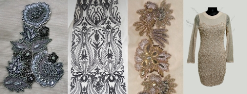 Manuela Apparel Exports|bridal fabric|Motifs|trims|neckline etc.